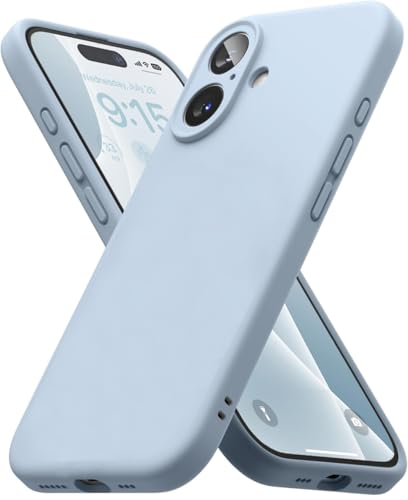 Image of DIZORO Compatible for iPhone 16 Plus Case 6.7, Slim Liquid Silicone 3 Layers Full Covered Soft Gel Rubber Phone Case Protective Cover 6.7 Inch - Mist Blue