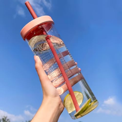 Image of Aider 1000ml Fruit Infuser Water Bottle with Straw, Leakproof BPA-Free Sports Drinking Bottle for Gym, Office, School, Travel & Outdoor (Multicolor)