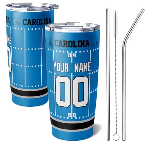 Image of ANTKING Carolina Tumbler 20 oz Travel Coffee Cup for Men Women Boy Custom Name Number Gifts