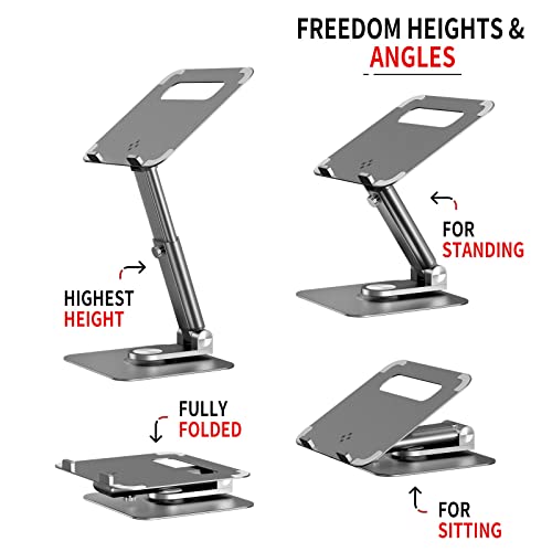 Laptop-Stand-360-Swivel-Adjustable-Laptop-Stand-for-DeskTelescopic-Laptop-Riser-Freedom-Height-Multi-Angle-Foldable-and-Portable-Computer-Stand-for-All-MacBook-Laptops-10-15-17-inches-Grey