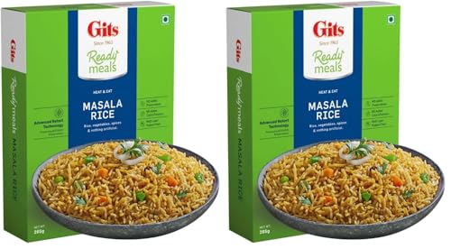 Image of Gits Ready to Eat Masala Rice, Pure Veg Heat and Eat Rice Dish,Microwaveable, 265g (Pack of 2)