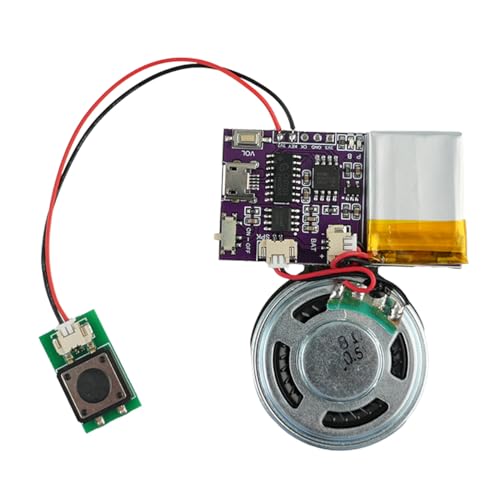 Voice Module,MP3 Music Sound Chips, 16MB Sound Module for Crafts, Christmas, New Year Greeting Cards, Box with Speaker Lithium Battery Powered and USB Cable. (JR-JX7004-Button Sound Module)