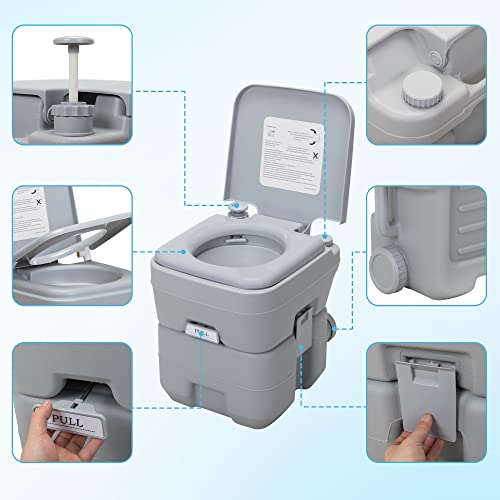 JAXPETY Portable Toilet with Carry Bag, Camping Toilet 5.3 Gallon Waste Tank Porta Potty, Leak-Proof Indoor Outdoor Toilet for RV, Travel, Boating, Fishing