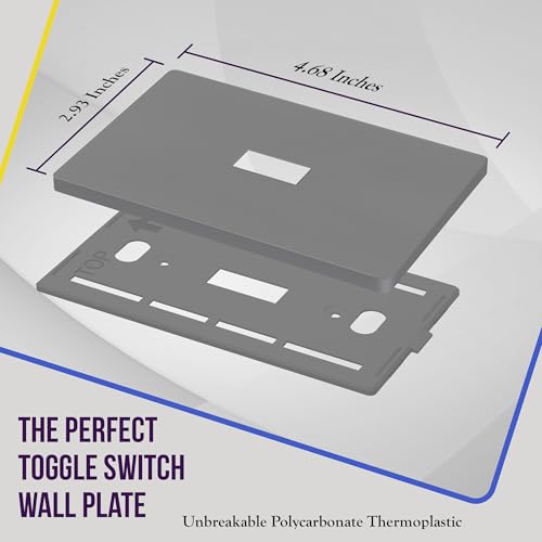 Image of ENERLITES Screwless Toggle Switch Wall Plate, Child Safe Light Switch Cover, Standard Size 1-Gang 4.68 inch x 2.93 inch, Unbreakable Polycarbonate Thermoplastic, UL Listed, SI8811-GY5P, Glossy, Gray, 5 Pack