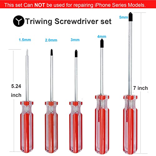 Triwing Screwdriver Set 5 Sizes 1.5mm 2mm 3mm 4mm 5mm, SKZIRI 5in1 3 Point Screwdriver Kit Magnetic Point Y Shaped Tri Point Tip Screwdriver Set - Thumbnail 2