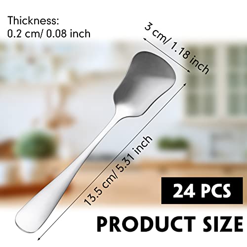 24 Pcs Stainless Steel Ice Cream Spoon 5.3 Inch Small Dessert Spoons Bar Spoon Tasting Tea Spoons Cake Spoons Stirring Coffee Spoons Dishwasher Safe Reusable Metal Scoops #TOP1