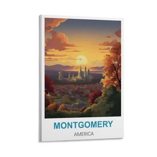 ZCAIJND Montgomery America Vintage Travel Posters 16x24inch(40x60cm) Painting Canvas Wall Posters And Art Picture Print Modern Family Bedroom Decor Posters