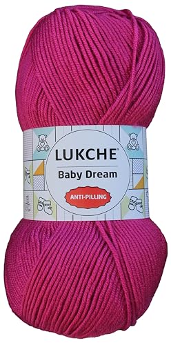 Image of Baby Dream Soft Yarn - 100% Acrylic, Premium Anti-Pilling, 3.5 oz (100g), 273 yds - Soft Yarn for Crochet and Knitting Projects (Fuschia)