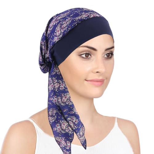 HSAJS Gorros Turbantes para Mujer Pañuelos Cabeza Pre-Atado Verano Chemo Sombrero Beanie Dormir Algodón para Pérdida Cabello Cáncer Quimioterapia
