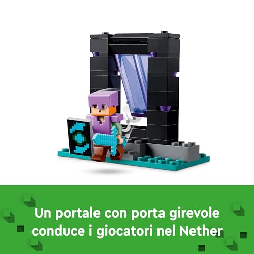 Minecraft L'Armeria Giocattolo - Include un Portale del Nether e i Personaggi di Alex e del Fabbro con Ascia d'Oro, Spade e Scudi - Regalo per Gamer, Bambini e Bambine da 7 Anni in su - 21252 - Lego - Immagine 6
