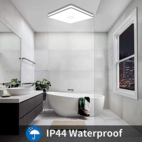 Airand Led Square Ceiling Light 24W 2050Lm 12.8In Flush Mount Light Fixture Ceiling Lights Waterproof No Flicker Ip44 80Ra+ 5000K Cold White Led Light For Bedroom Kitchen Bathroom（Cold White） #TOP5