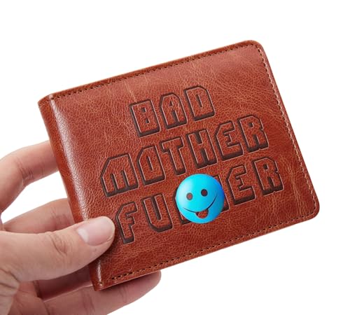 Image of Embroidered Bad Mother fker Leather Wallet bad mother f ker wallet leather(orange)