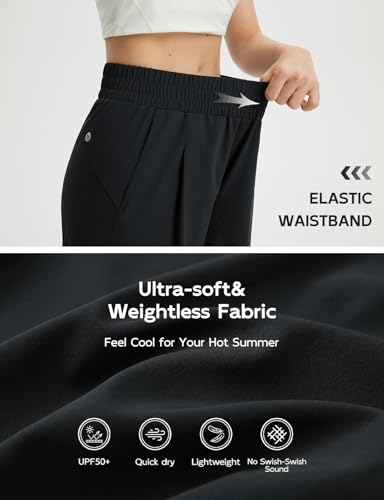 baleaf Women's Track Pants Lightweight Athletic Travel Wide Leg Pants with Pockets 30" Work Lounge Loose Fit UPF50+3