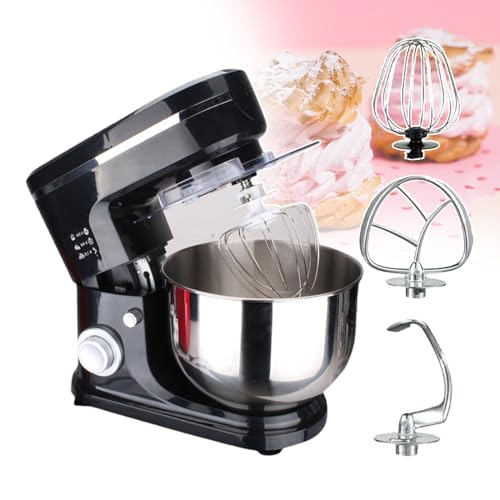 smafoseedding Mixer with Tilting Cup, Food Mixer, Dough Blender, with Dough Hook and Stainless Steel Egg Basket and Mixing Paddle, for Kneading, Glaze, Meringue, Creamy Dressings, Fried Goods, Black