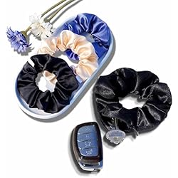 Smunchys Satin Scrunchie with Hidden Zipper Pocket, 3 Count (Assorted) - Perfect for Women with Curly, Straight, Thick, or Thin Hair, Stocking Stuffers, Holiday Gifts, Birthday Gifts, Bridal Gifts