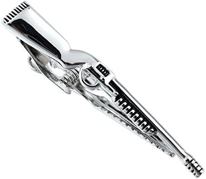 HAWSON Silver Tie Clip Bar Pin for Men Extra Long Necktie for Casual Party Occasion 2.2 inch Accessory (Gun)