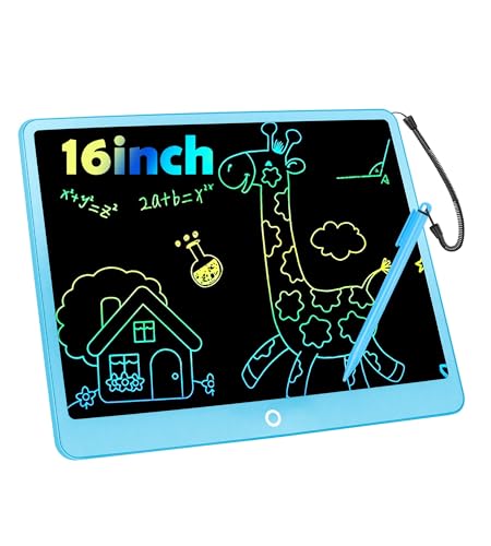 Tableta de Escritura LCD 16 Pulgadas, Tablero de Dibujo Electrónico, Colorida Pizarra Tableta Electrónica Gráfica Pizarra Infantil Juguete Juego de Regalo Cumpleaños para Niñas y Niños de 3 12 Años