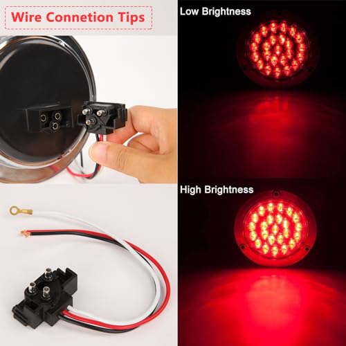 NEW SUN® High Visible 4" Round Trailer Tail Lights Kit, Super Bright 24 LED 12V Grommet & Plug Includeds, Compatible with Jeep, Trucks, RV, 6 Pcs Kit Pack (2 Amber 2 Clear 2 Red) by NEW SUN - Image 3