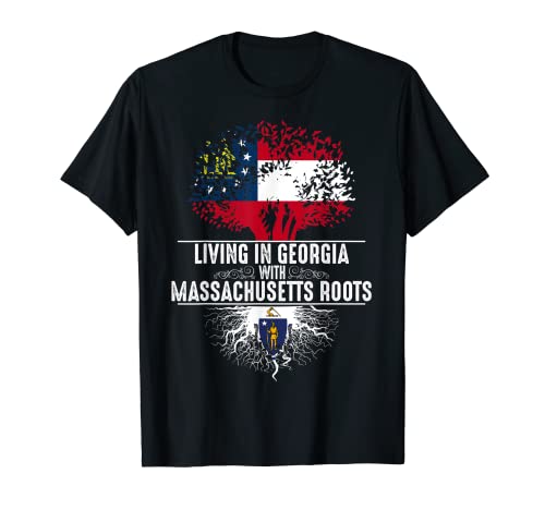 Georgia Home Massachusetts Roots State Tree Flag Regalo Maglietta
