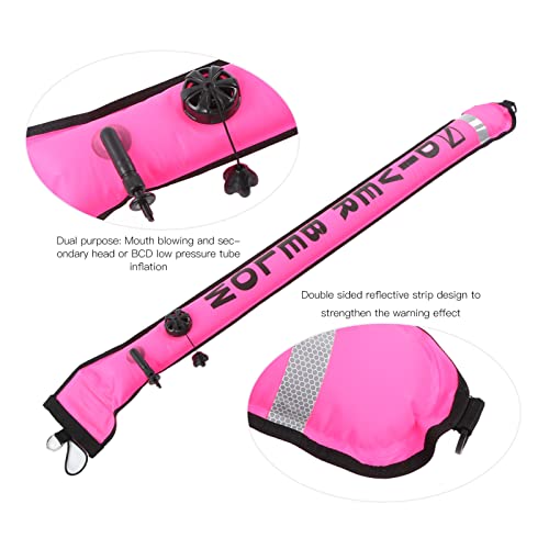 Marqueur gonflable de plongée rose avec bandes réfléchissantes