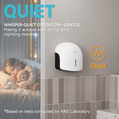 image for AIKE GentleAir Warm Hand Dryer,Low Noise Perfect for Home Bathrooms,Wh
