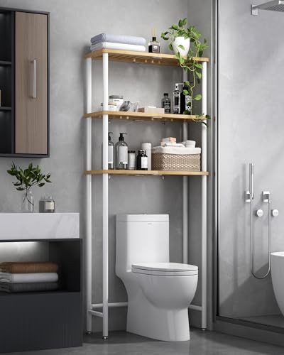 LiSHELF Bamboo Over The Toilet Storage Shelf 3-Tier Bathroom Organizer