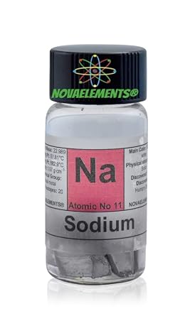 Sodium Metal Element 11 Sample, 99.8% Pure 1 Gram Under Mineral Oil Inside a Labeled Glass Vial...