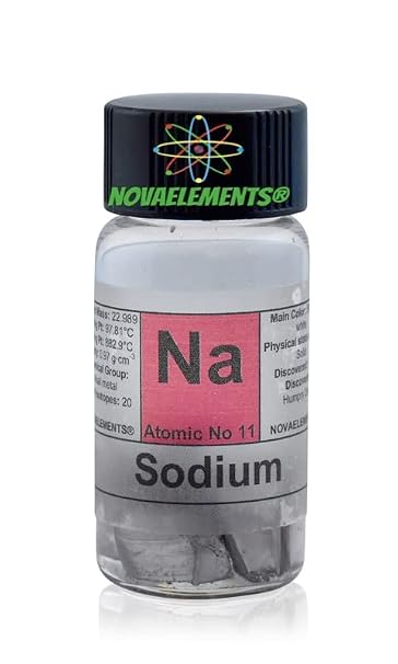 Sodium Metal Element 11 Sample, 99.8% Pure 1 Gram Under Mineral Oil Inside a Labeled Glass Vial...