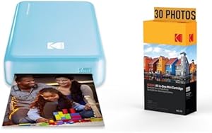 KODAK PM220 - Pack de Impresora fotográfica PM220 y Cartucho MSC30, Fotos de 5,4 x 8,6 cm, WiFi, Compatible con iOS y Android, Color Azul