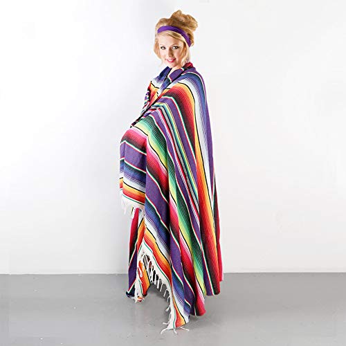AerWo Mexican Tablecloth 60 x 85 Inch, Colorful Cotton Mexican Blanket with Fringe, Handwoven Beautiful Table Cloth for Mexican Fiesta Party Cinco de Mayo Decorations Perfect Picnic Blanket by AerWo - Image 6