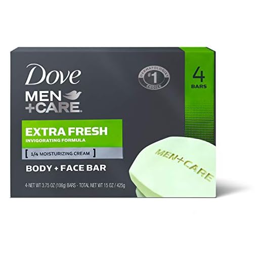Dove Men+Care 3 in 1 Bar for Body, Face, and Shaving to Clean and Hydrate Skin Extra Fresh Body and Facial Cleanser More Moisturizing Than Bar Soap 3.75 oz 4 Bars