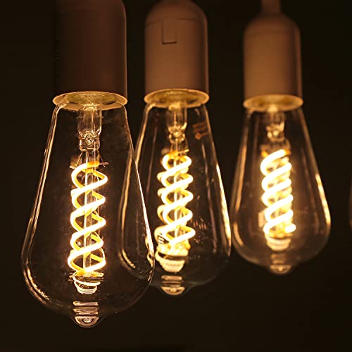 Austin Coast St19/St58 Vintage Led Edison Bulb,4.5W Warm White 2700K,Flexible Spiral Led Filament Light Bulb,450Lm Dimmable 4.5W Equivalent To 45W, E26 Base,Clear Glass (4.5W-2700K-6 Pack) #TOP4