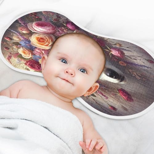 Floral Wolf Dusky Grey Baby Burp Cloths Absorbent Muslin Burp Cloths Soft Burp Cloth Burp Rags Cotton Burp Clothes for Girl Unisex Boy Newborn 1 Pack 22x11 Inches4