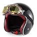 Produktbild CARACHOME Sommer Retro Motocross Helm. Helm Motorrad Mit Brille Für Fahrrad, Cruiser, Chopper, Moped, Roller, ATV.DOT Zertifizierter Offener Cruiser Fullface Helm,Brightblack,XXL