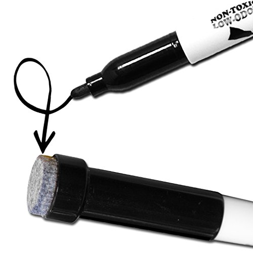 (24) Kleenslate Black Low Odor Dry Eraser Markers With Eraser, Bullet Point - 48Hr Cap-Off Ink #TOP2