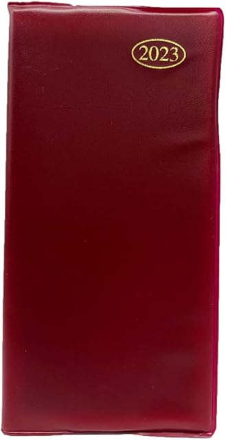 VR Angel 2023 Slim Line Diary Week to View Diary PVC Cover Desk Diary Leather Effect Personal Planner For Home School and Office Use - 60gsm Paper (Red)