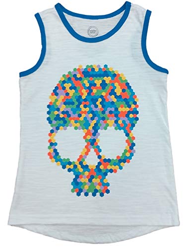 Boys White Graphic 3D Skull Athletic Tank Top T-Shirt Muscle Tee Shirt XL 14/16