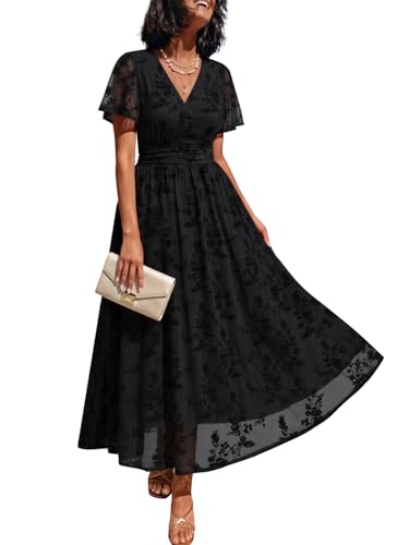 LILLUSORY Women's Floral Wrap Dress 2026 Wedding Guest Dresses with Pockets