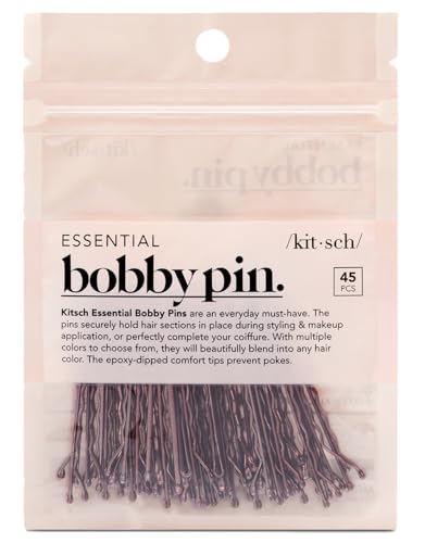 Kitsch Spiral Bobby Pins for Girls and Women - Hair Bun Maker | Rounded Tips, Chip-Resistant Bun Twist Spiral Hair Pins | Secure Hold All-Day | Ideal - 3Pcs, Brown