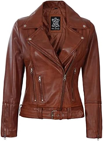 Decrum Brown Womans Leather Jacket - Motorcycle Leather Jacket Women | [1315026] Elisa Cognc, 2XL
