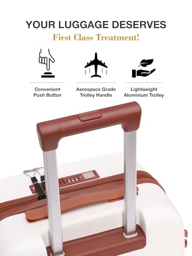 Image of Fur Jaden The Wayfarer 55cm Cabin TechPro Polycarbonate Suitcase I USB-C Charging Port I Laptop Compartment I 8 Silent Shock Absorbing Wheel I TSA Lock I Aviation Grade Trolley (Oyster White, TechPro)