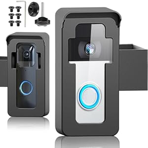 No Drill Video Doorbell Mount, Anti-Theft, Compatible with Ring Video Doorbell 4/3/3 Plus/2/1/(2020 Release) and Blink Camera, Holder Cover Doesn’t Block Doorbell Sensor, Ideal for Apartment and Home