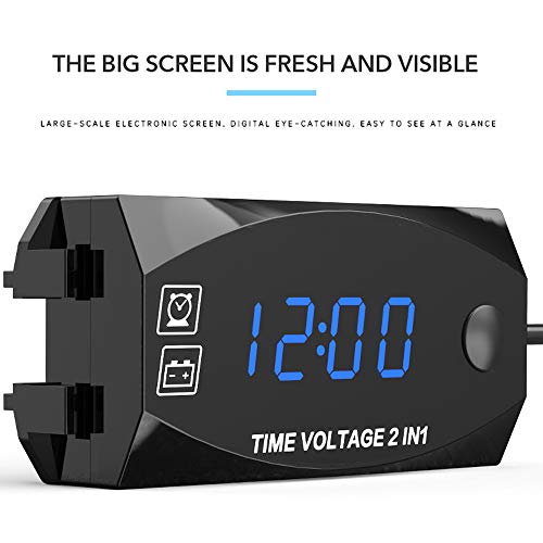 Honeytecs Multifuncionais 6V-30V 2 em 1 Voltímetro para Motocicleta Veículo Elétrico Relógio de pont