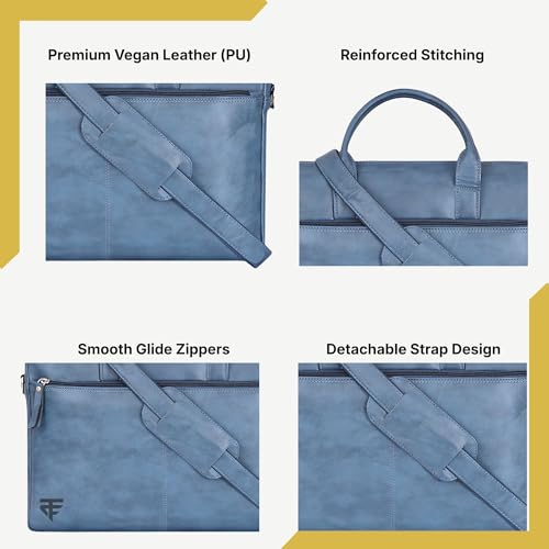 Image of TRUFLO Vegan Leather (PU) Laptop Messenger Bag | Fits up to 15.6-inch Laptop | Slim Office & Travel Shoulder Bag
