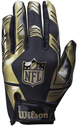 Wilson NFI Stretch Fit Receivers Glove American Football, Black/Gold, One Size