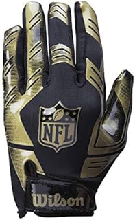 Wilson NFI Stretch Fit Receivers Glove American Football, Black/Gold, One Size
