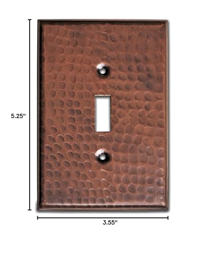 Monarch Abode 17007 Single Switch Hand Hammered Toggle Decorative Wall Plate - Switch Plate Outlet Cover - 1-Gang Pure Copper - Copper Switch Plate Covers - Hammered Copper Wall Plate - Thumbnail 4