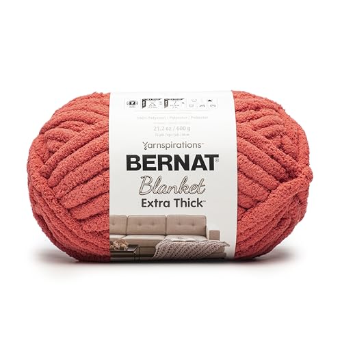 Bernat Blanket Extra Thick Chunky Yarn for Crocheting, Brick Red