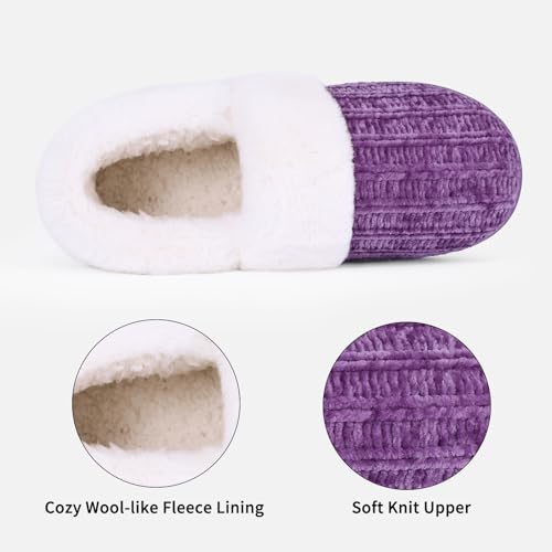 Evshine Women's Fuzzy Memory Foam Slippers, Closed Back Knit Bedroom Slippers, Slip-On Warm House Shoes for Indoor & Outdoor Comfort4