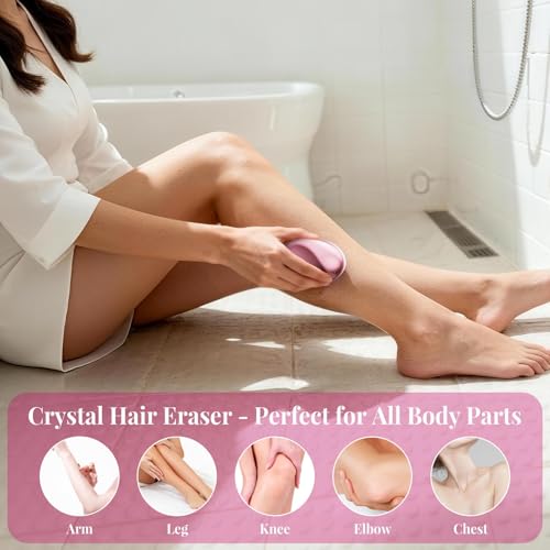 Zixsavk Crystal Hair Eraser for Women and Men, Reusable Crystal Hair Remover Magic Painless Exfoliation Hair Removal Tool, Magic Hair Eraser Device for Back Arms Legs(Pink) — view 3